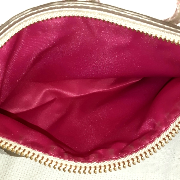 Coach Champagne Fabric Exterior with Satin Fuchsia Interior Shoulder Bag - Picture 6 of 10